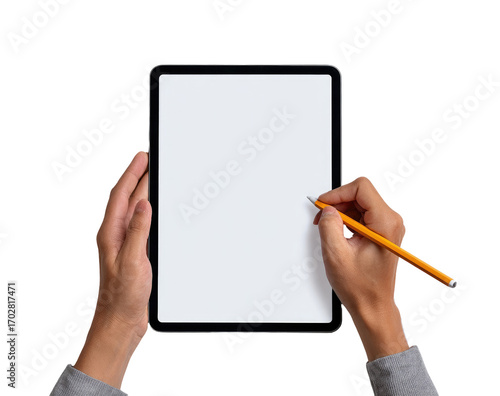 Hands holding a tablet computer with a stylus (1)