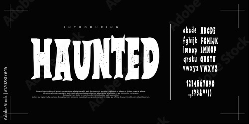 Font Haunted. Happy halloween text effect, october festival text style effect. Perfect scary font vector illustration featuring spooky, playful letters. Ideal for Halloween posters