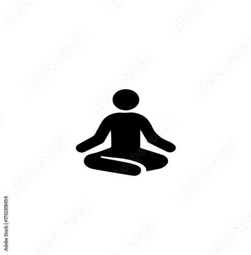 Yoga Icon – Vector Silhouette Meditation Pose. Minimal stickman silhouette in meditation pose, perfect for yoga, relaxation, and wellness design.
