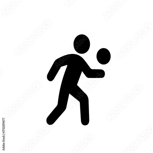Basketball Icon – Vector Silhouette of Player Dribbling Ball. Flat vector silhouette of a stickman dribbling basketball, great for sports apps, infographics, and athletic design projects.