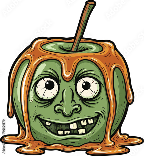 Spooky Caramel Apple Character for Halloween Designs