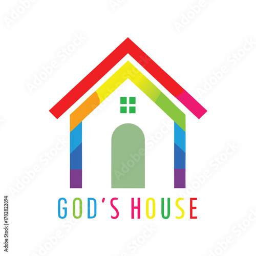 Gods House with Rainbow Light on White Background