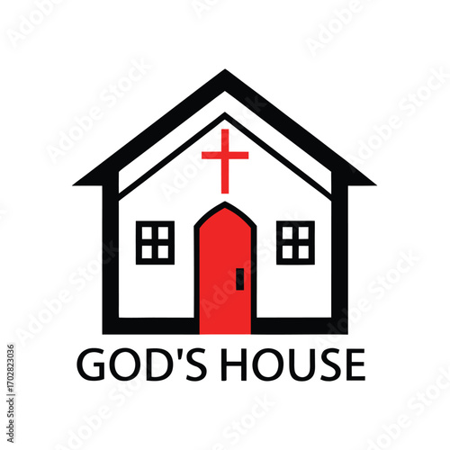 Gods House with Open Doors on White Background