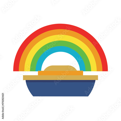 Ark Shining Under Rainbow Light on White Background