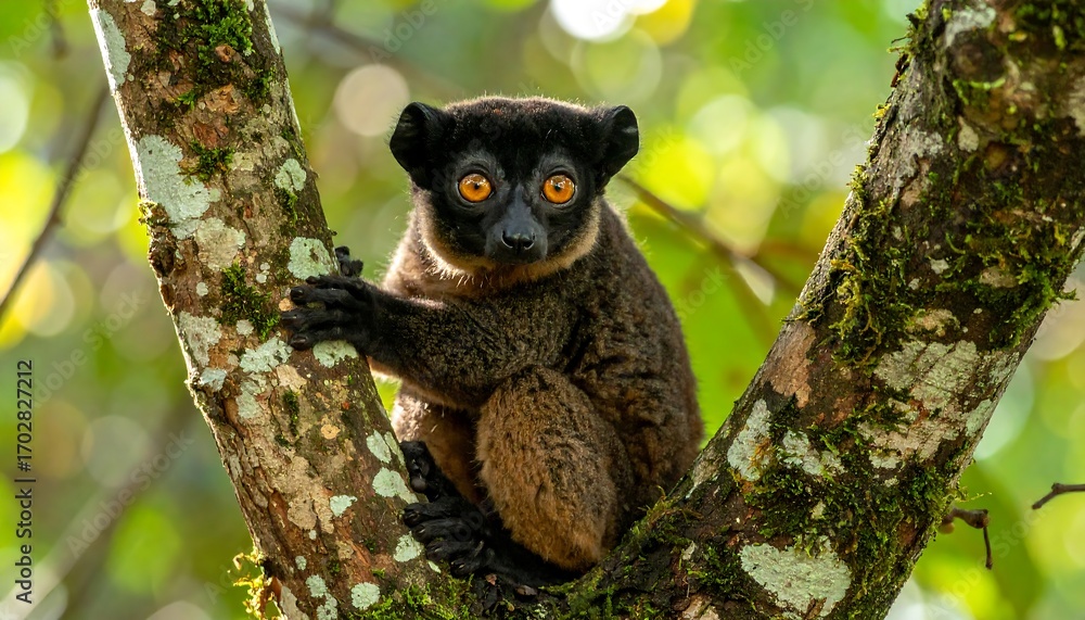 Fototapeta premium A lemur in a lush forest