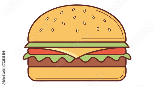 Flat design cheeseburger with sesame seeds ingredients food