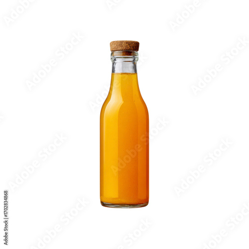 Fresh Orange Juice in Glass Bottle with Cork Top