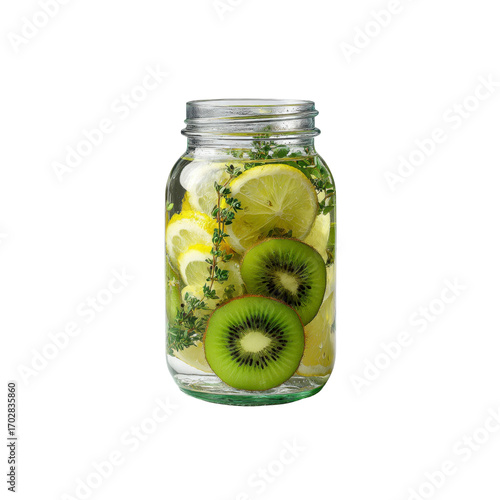 Refreshing Lemon Kiwi Infused Water in Mason Jar