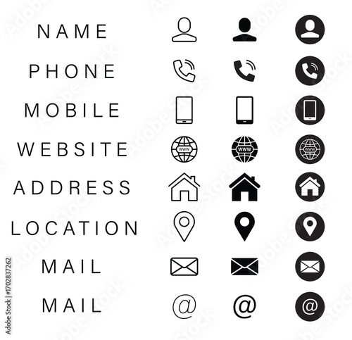 Company Connection business card icon set Contact design template Illustration
