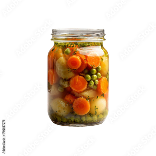 Jar of Homemade Mixed Vegetable Preserve