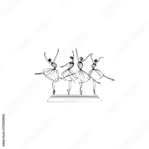 Ballet dancers sketch drawing vector art graceful dance performance illustration for design and decoration