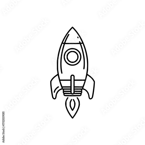 Rocket ship vector icon space exploration launch startup business outline illustration design element graphic 100