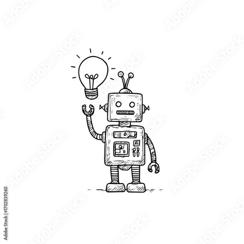 Robot idea generation ai technology machine learning innovation artificial intelligence concept design vector