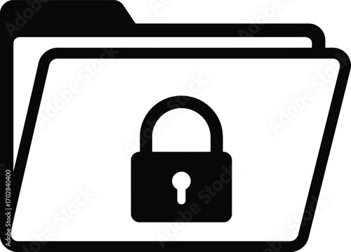 Secure folder icon" or "Locked folder icon.   A folder with a padlock sign, symbolizing password-protected or confidential files. 