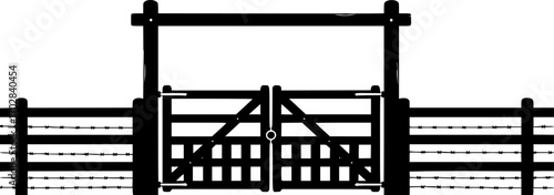 Ranch gate silhouette, Farm fence silhouette, Ranch gate SVG, Ranch gate illustration