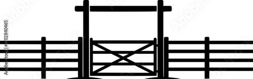 Ranch gate silhouette, Farm fence silhouette, Ranch gate SVG, Ranch gate illustration