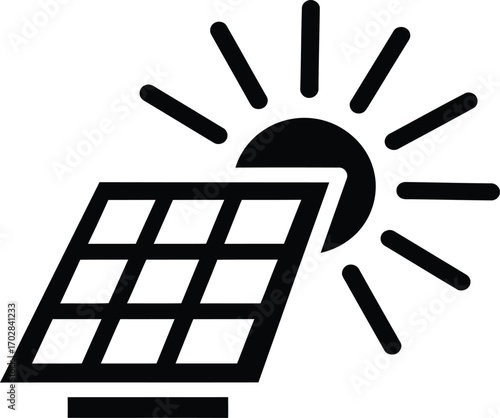 solar panel. Solar energy line icon. Solar energy is a renewable and sustainable source of power, contributing to environmental efforts. 