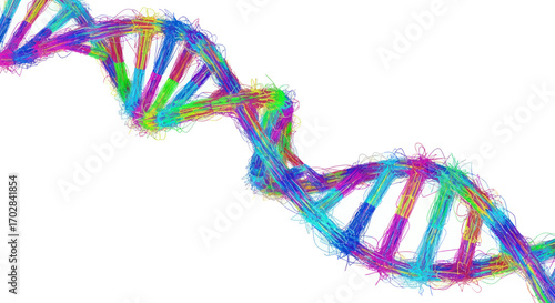 Artistic representation of dna double helix structure with vibrant spectral hues and intricate