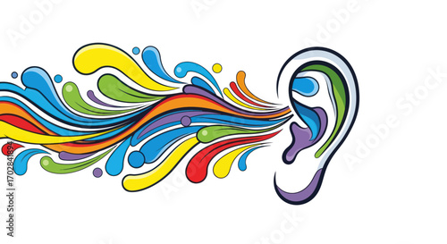 Colorful auditory sensation illustrated with stylized flowing vibrant spectrum effect