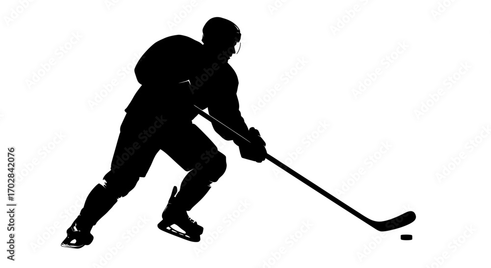 Obraz premium Dynamic hockey player silhouette executing precise control with focused agility action