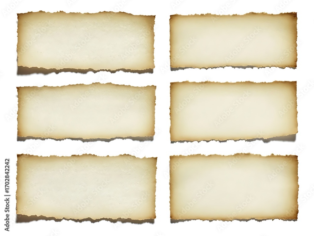 Fototapeta premium Set of Aged and Torn Vintage Paper Frames