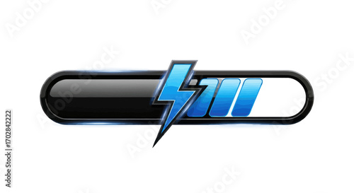 Energetic progress bar with a dynamic lightning bolt graphic and sleek design