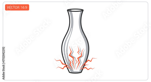 Fragility illustration: shattered vessel with visible cracks indicating vulnerability