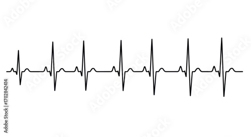 Heartbeat rhythm on white background, representing life or medical monitoring health, perfect for