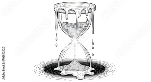 Hourglass with dripping liquid depicting fleeting time and inevitable end visual