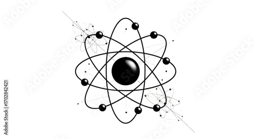 Illustration depicting the conceptual atomic structure, featuring orbiting electrons