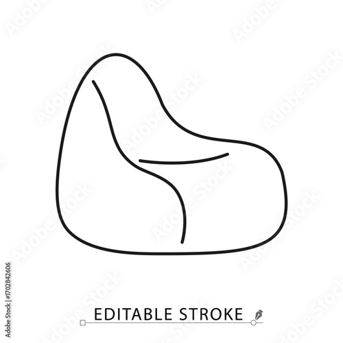 A bean bag icon in minimalist style with editable stroke. Lounge chair, casual seating, modern furniture, living room decor, comfort seat, home interior, soft chair, relaxation element.