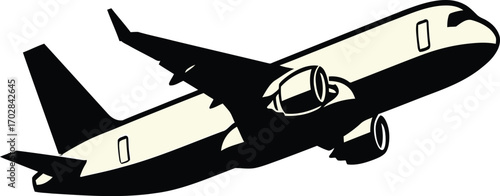 airplane. icon silhouette illustration of an airplane taking off or in flight.aircraft, aeroplane