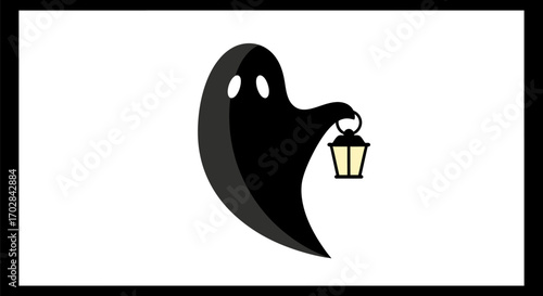 Mysterious apparition carrying a flickering lantern through the silent darkness of night