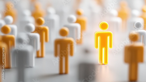 Wallpaper Mural Individuality Concept: Glowing Figure Stands Out from Crowd, Representing Talent, Leadership, and Unique Qualities Torontodigital.ca