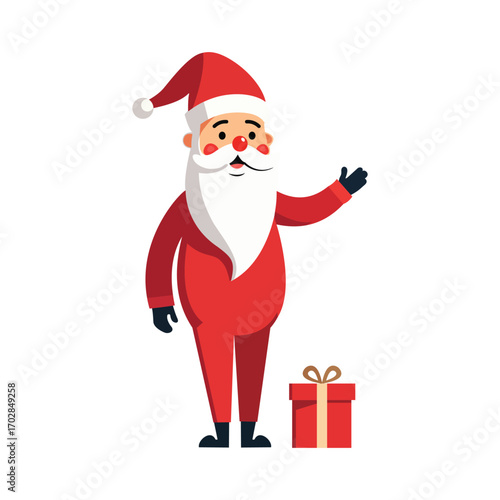 Vector art of santa claus with a gift