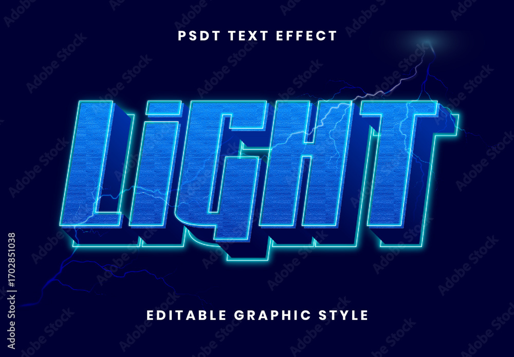 Blue Thunderstorm Electric Storm Text Effect Light Neon Bold 3D Font ...
