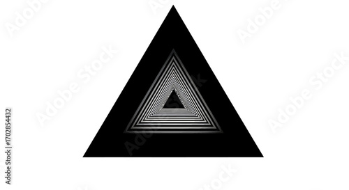 Abstract triangular tunnel of diminishing perspective in black and white optical illusion design