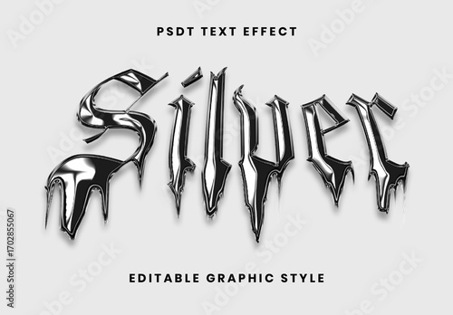 Black Molten Silver Chrome Font Liquid Metal Text Effect