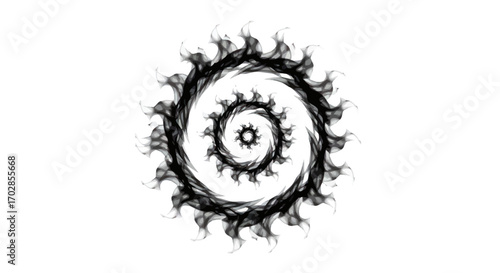 Hypnotic vortex of smoky tendrils unfolding in mesmerizing spiral pattern artwork