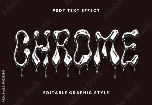 Silver Liquid Chrome Dripping Font Molten Bubble Text Effect
