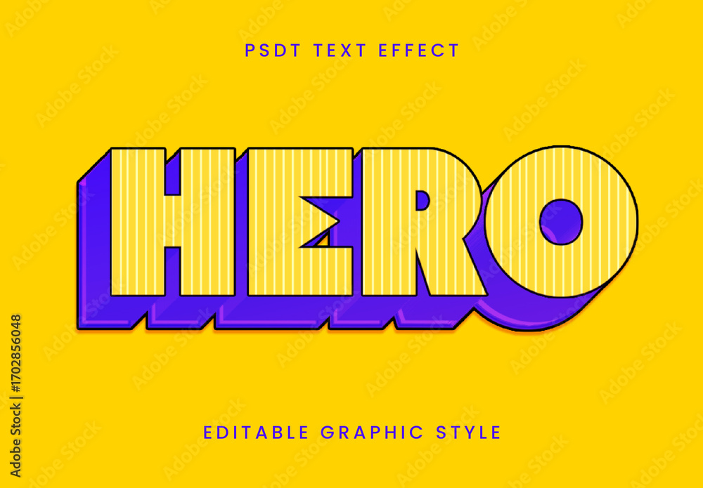 Yellow Retro Comic Font Striped Bold Text Effect Stock Template | Adobe ...