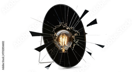 Shattered illuminated elegance contemporary lamp with a broken mirror display creating a