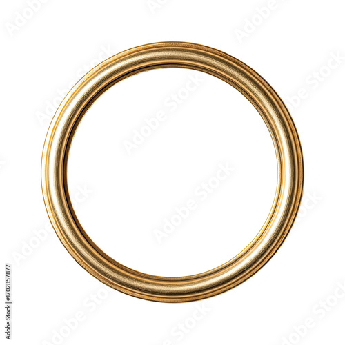 Gold circular frame.  Empty circular golden frame with ornate, embossed detail