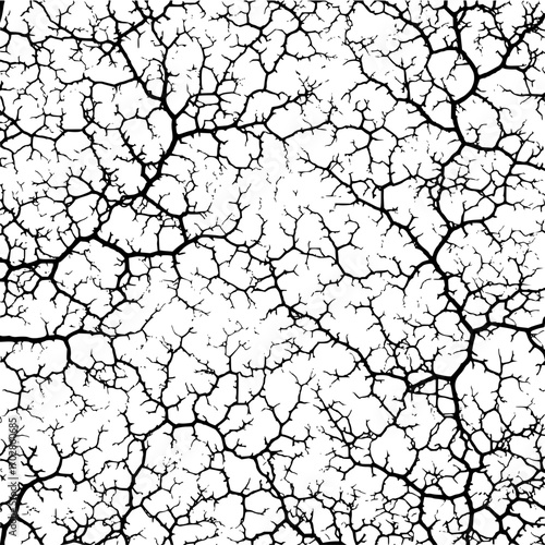 Black and white crack texture seamless pattern vector background for grunge design and abstract art projects