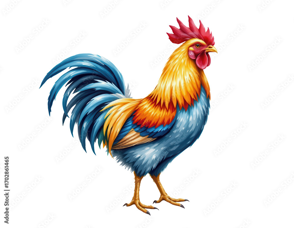 Fototapeta premium Colorful Rooster with Vibrant Feathers and Distinctive Comb