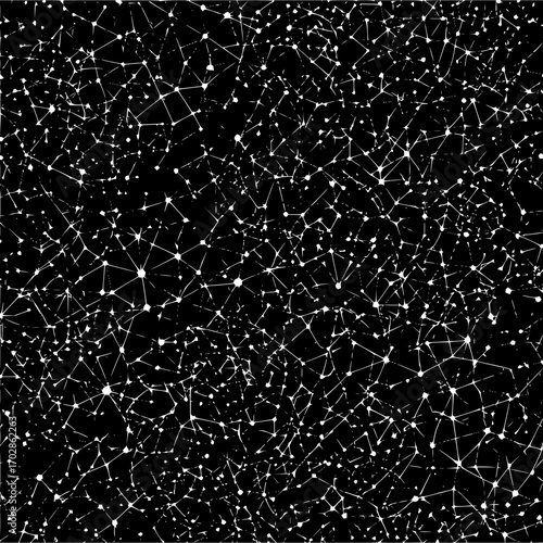 Abstract network connection background with white lines and dots on a black background design art