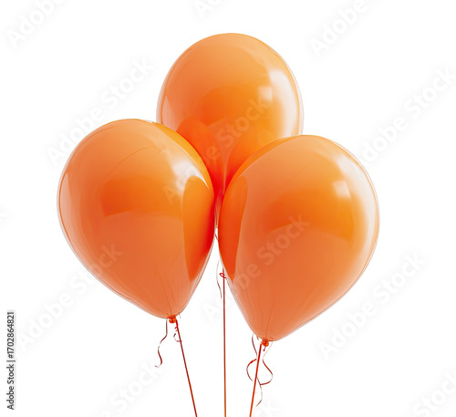 Three glossy orange balloons clustered together