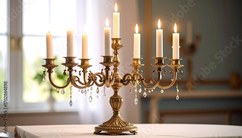 Ornate candleholder on a table