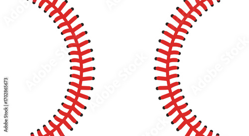 Baseball Seam Close-Up: A Detailed Look at the Iconic Stitching Pattern on a White Background Perfect for Sports-Themed Design Projects
