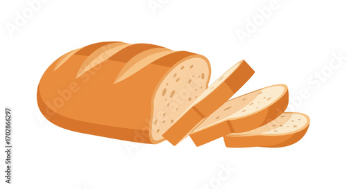 Artistic depiction of a sliced loaf showcasing bakery freshness and wholesome goodness on a white background